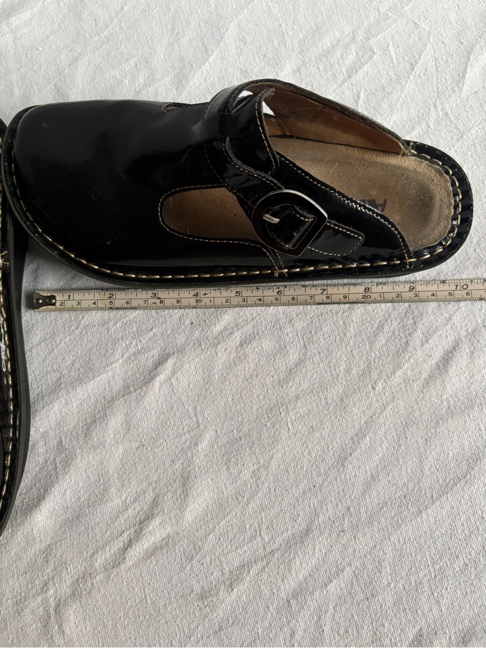 Alegria Black Patent Moccasin Clogs with Buckle - Picture 14 of 15